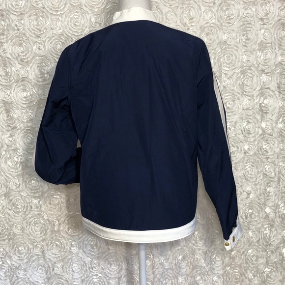 Crown & Ivy All Weather Navy Blue and White Snao front Jacket - Picture 5 of 8